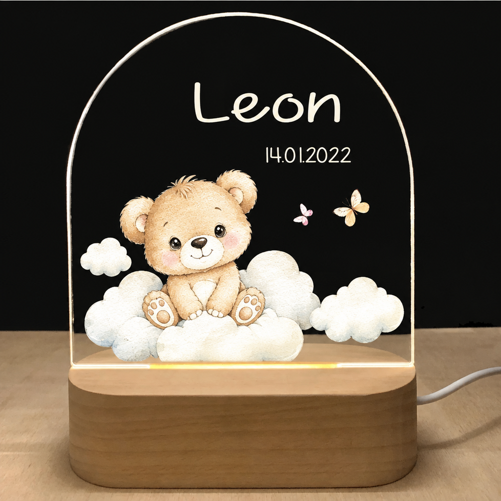 Personalized 3D Acrylic Photo Night Light - Custom Name & Date