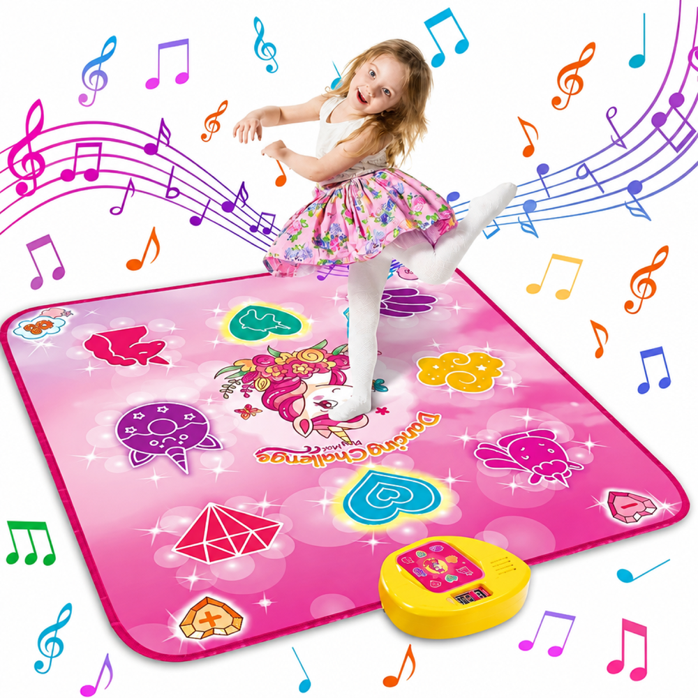 Unicorn Musical Dance Mat with LED Scoreboard, Interactive Floor Game for Kids