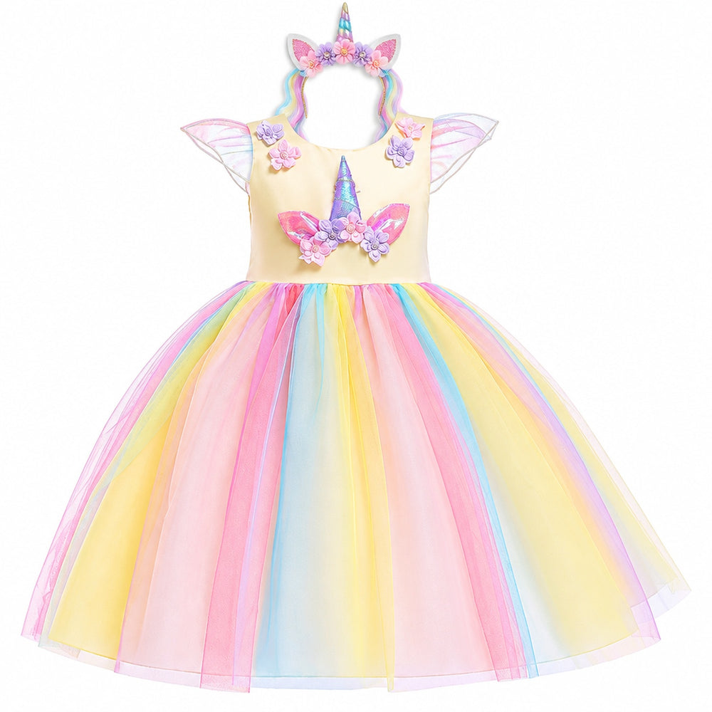 Girls Unicorn Tutu Dress with Wings & Headband – Fancy Dress Costume