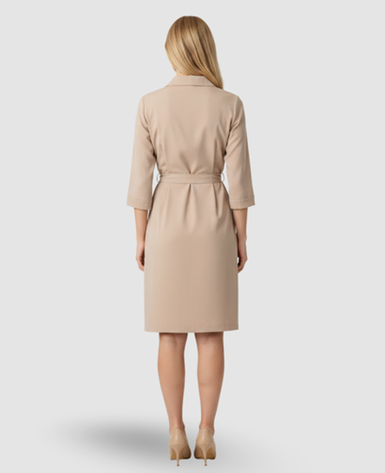 Belted A-Line Midi Dress Women – Shirt Collar & Side Pockets, Office to Patio Canada