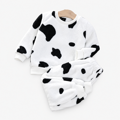 Pigiama in pile a maniche lunghe per bambina, stampa animalier