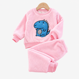 Kinder-Langarm-Fleece-Pyjama-Set, Animal-Print, Mädchen Miniaturansicht 5