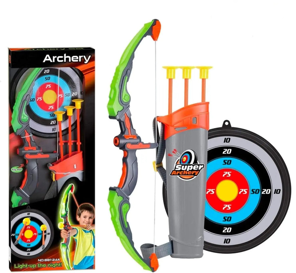 Kids Archery Set with LED Light-Up Arrows – Suction Cup Bow & Target