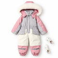 Faux Fur Hood Waterproof Kids Snowsuit - Warm Padded Winter Jumpsuit, 1-5 Years
