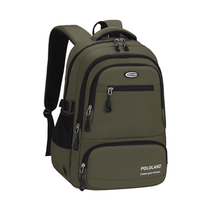 Army green school and travel backpack