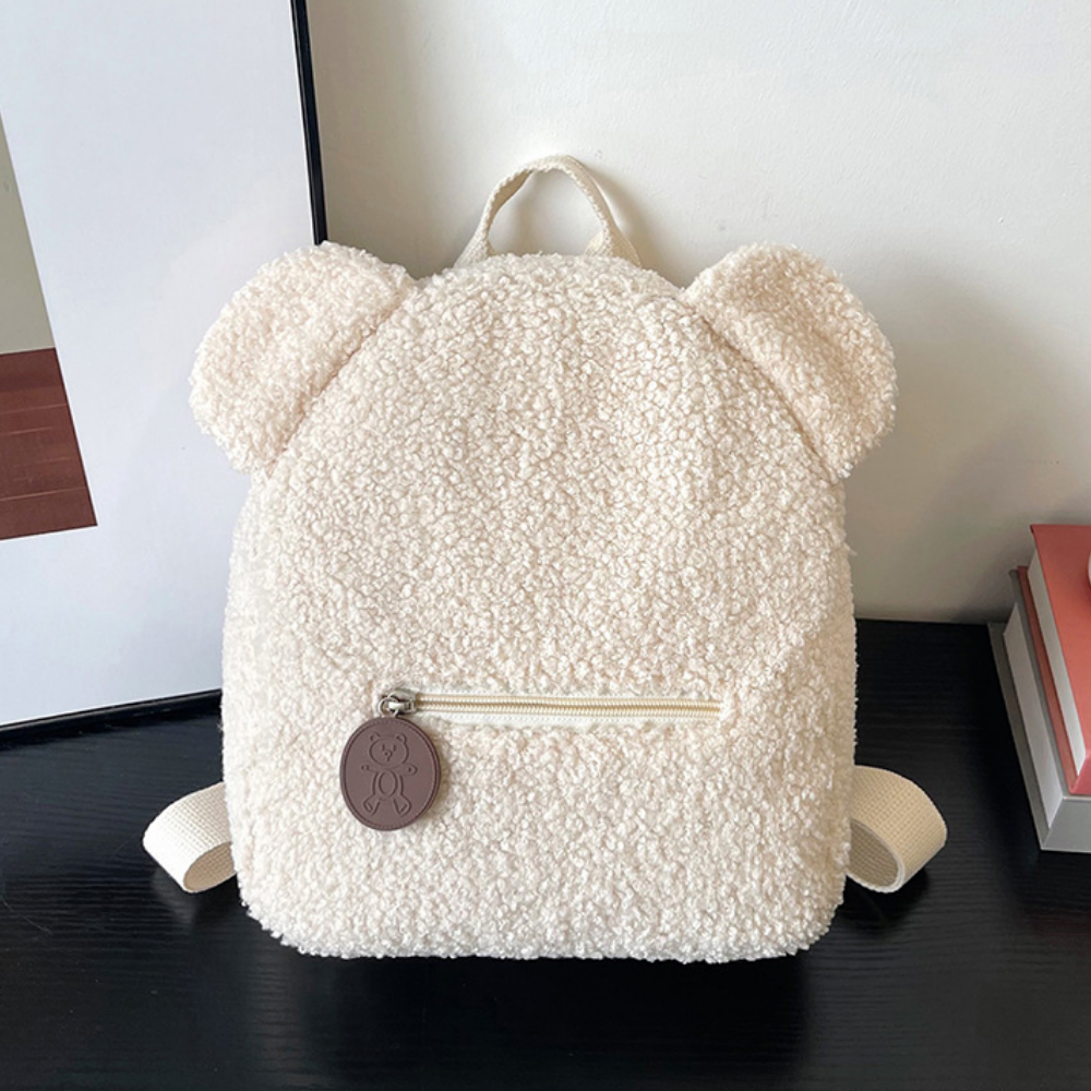 White teddy bear kids backpack