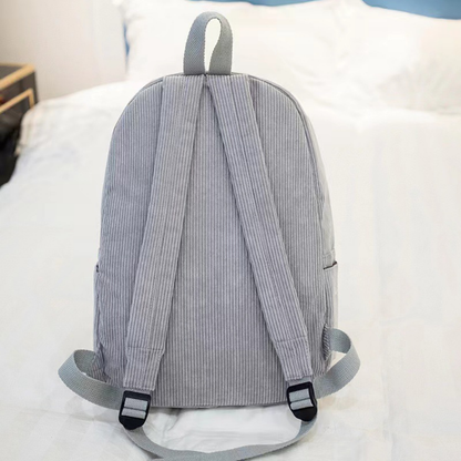 Corduroy backpack side pocket