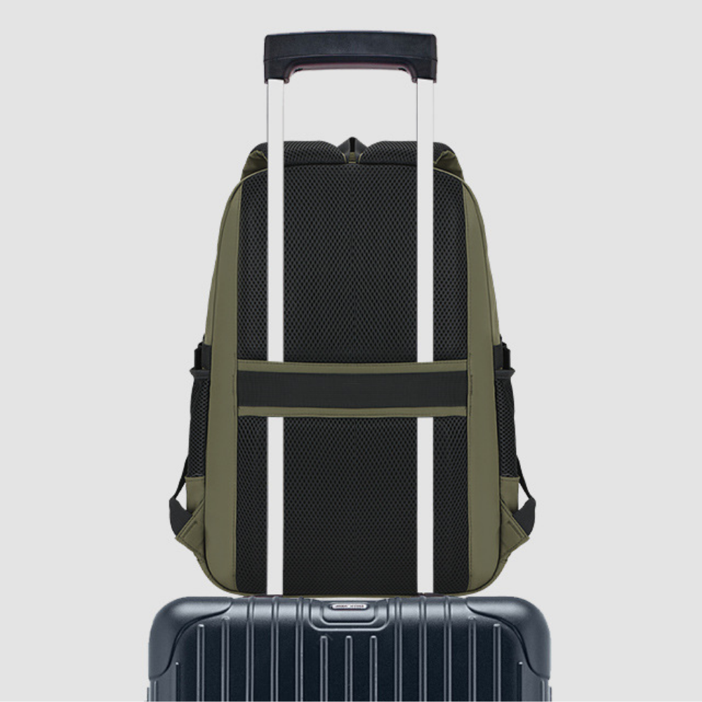 Backpack on a desk with books