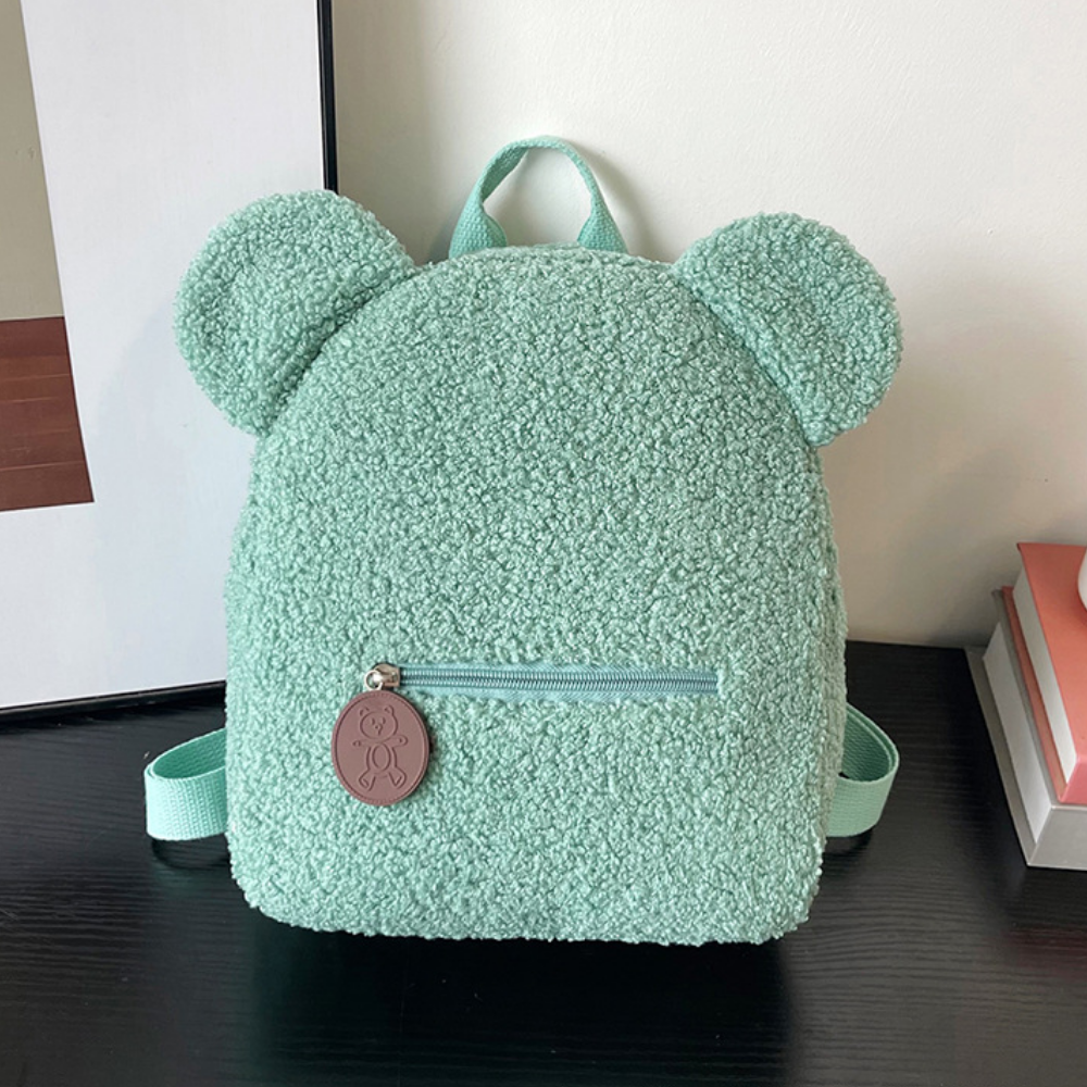 Green teddy bear kids backpack