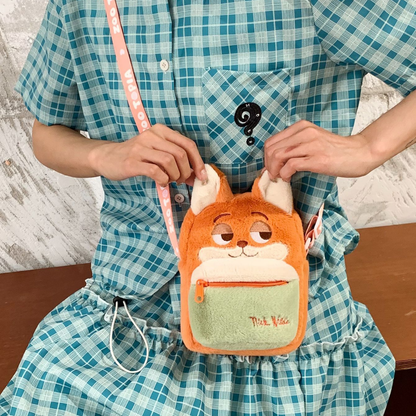 Orange plush crossbody bag detail