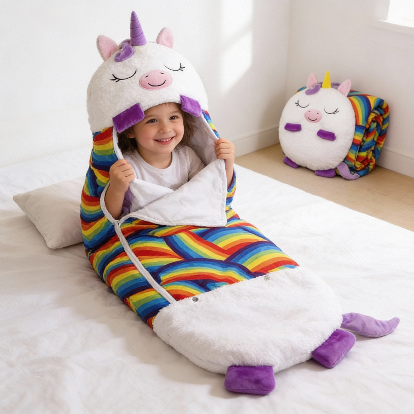 Child in animal sleeping bag