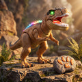 Electronic Remote Control T-Rex Dinosaur Toy with Realistic Movements and LED Lights