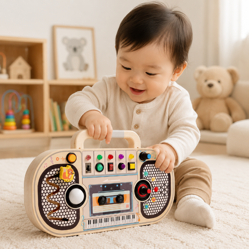 Wooden Busy Board with Interactive Activities