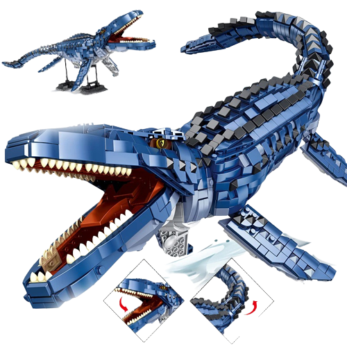 Mosasaurus Dinosaur Building Block Set with Articulated Joints (1,859 Pieces)