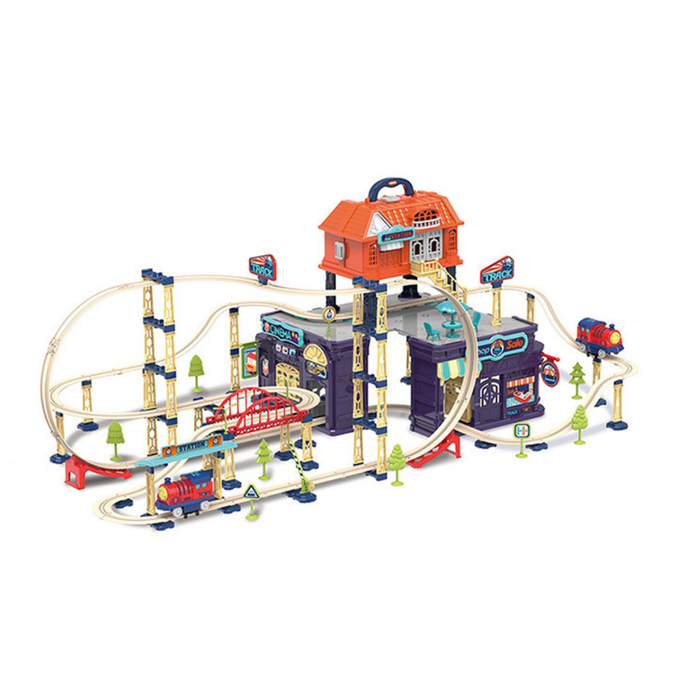 Complete Train Track Playset with Bridges & Station