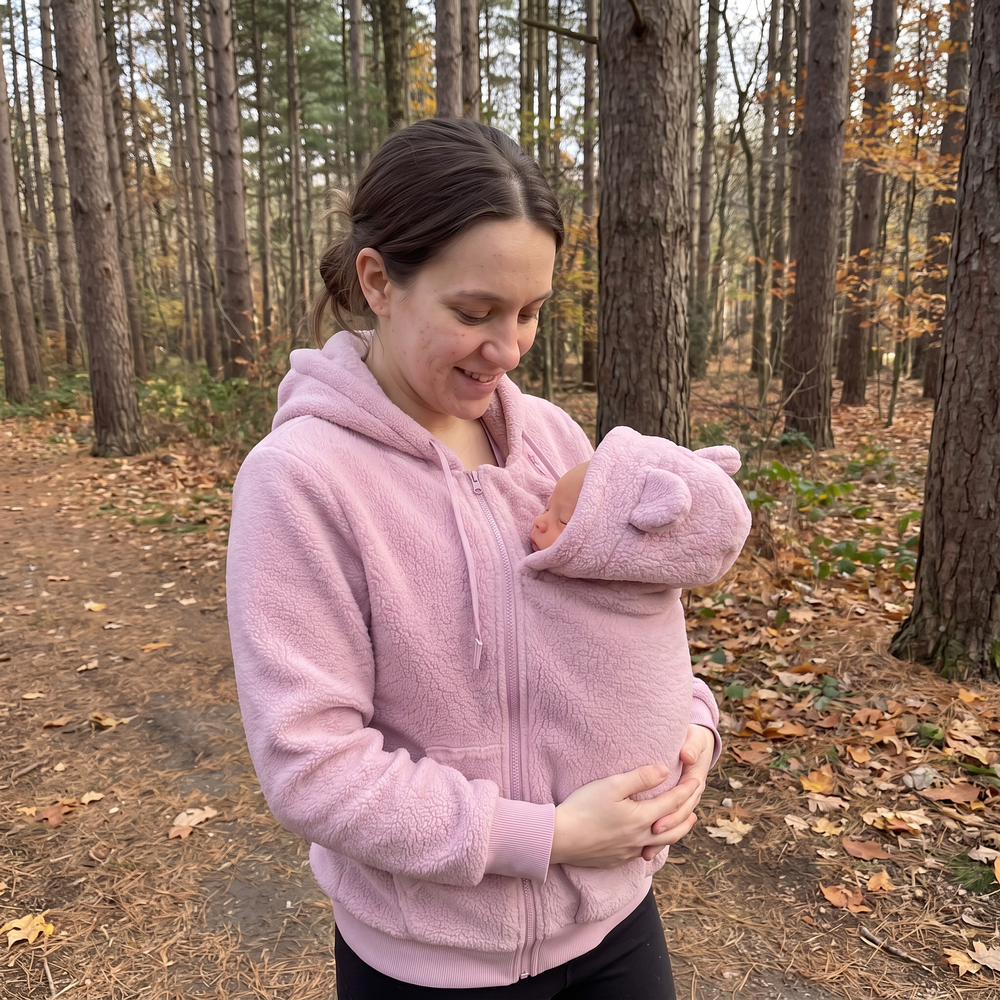 Fleece Baby Carrier Hoodie with Zip-In Kangaroo Pouch