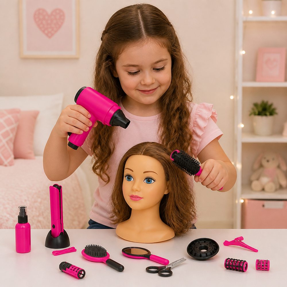 14-Piece Kids Hair Salon Pretend Playset with Styling Accessories