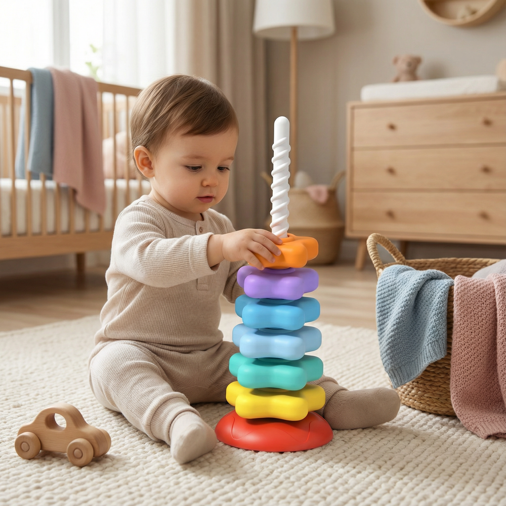 Colorful Rotating Tower Toy with Educational Benefits