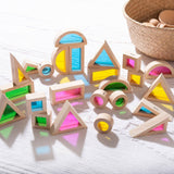 Rubberwood Rainbow Sensory Building Blocks with Transparent Acrylic Inserts thumbnail 3