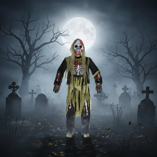 Zombie skeleton costume, back view