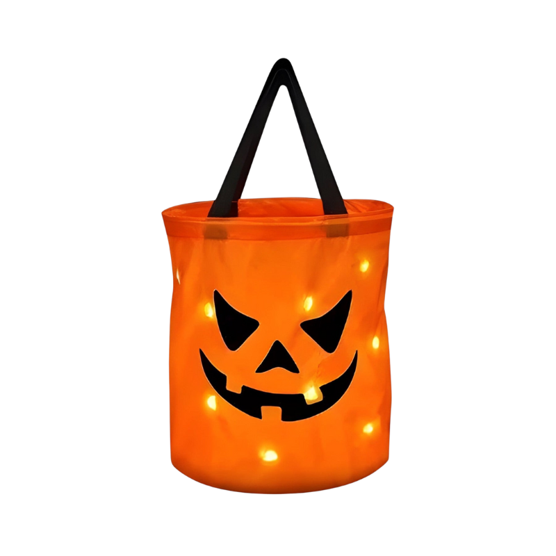 Halloween Candy Pumpkin Bucket with LED Lights and Handle