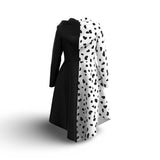 Cruella Costume Dress with Dalmatian Spots and Attached Hood thumbnail 3