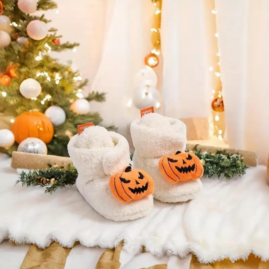 Kids' Halloween slippers with cartoon print, side view