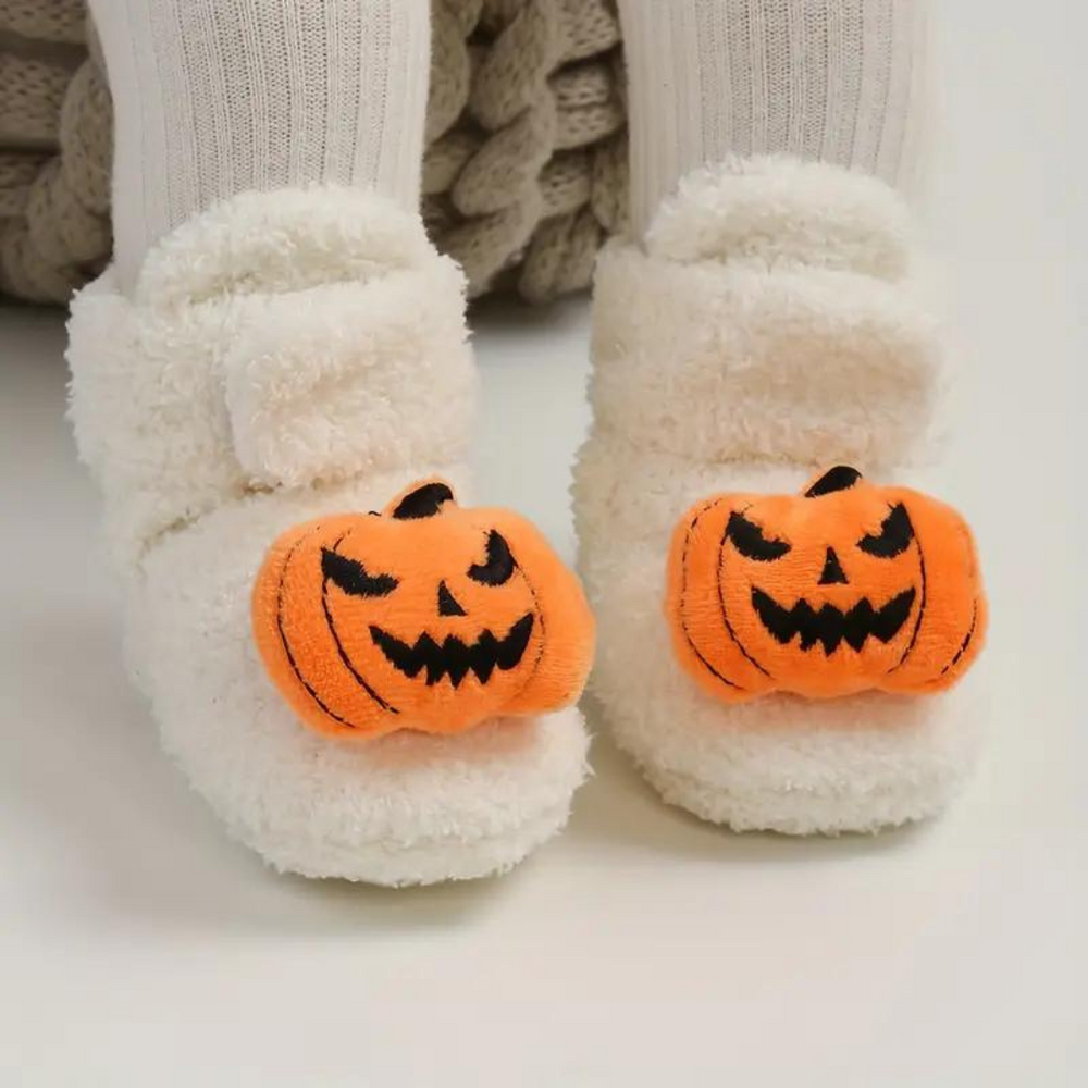 Kids' Halloween Slippers with Cartoon Print and Fleece Lining