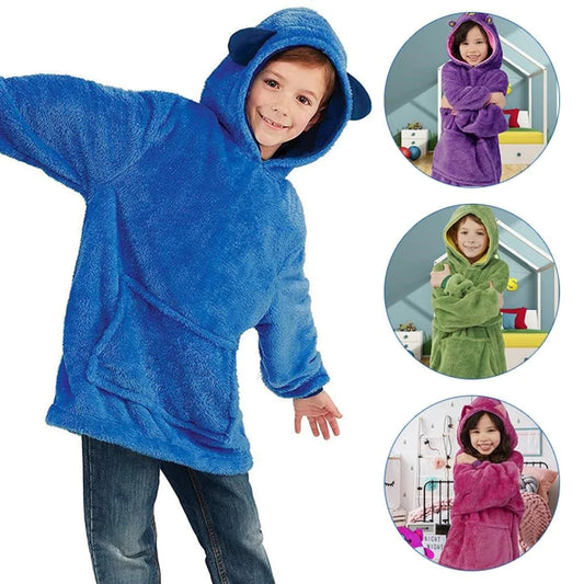 Kids' hoodie and plush toy, back view