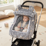 Infant Car Seat Cover with Zip Mesh Window - Moon & Star thumbnail 2