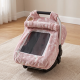 Infant Car Seat Cover with Zip Mesh Window - Moon & Star thumbnail 3