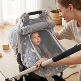 Infant Car Seat Cover with Zip Mesh Window - Moon & Star thumbnail 6