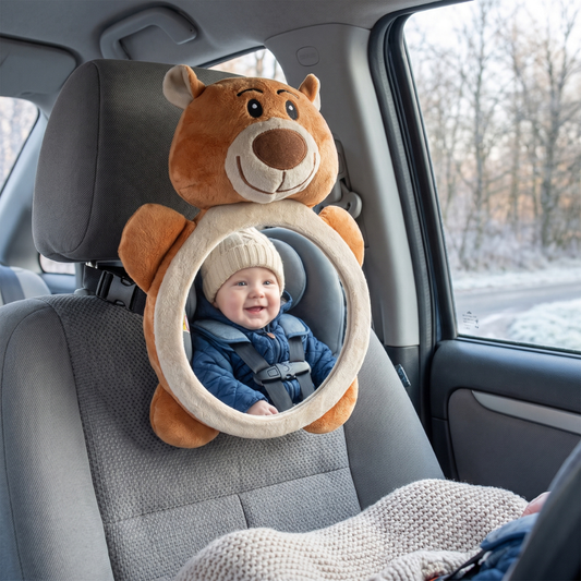 Baby mirror with wide angle view, installed on a headrest