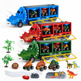 Dinosaur Transport Toy Truck with Mini Vehicles and Sounds thumbnail 1