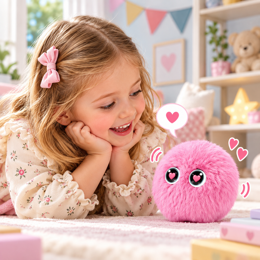 AI plush toy responding to touch, close-up