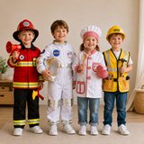 Kids Pretend Play Costume Set - Astronaut, Firefighter, Chef & Builder thumbnail 2