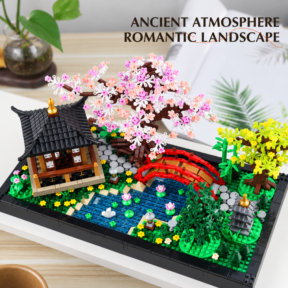 Japanese Zen Garden Micro Building Block Set - 2280pc Courtyard Model