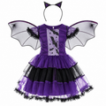 Girls 4-Piece Witch Costume Set - Dress, Hat, Wand & Bag