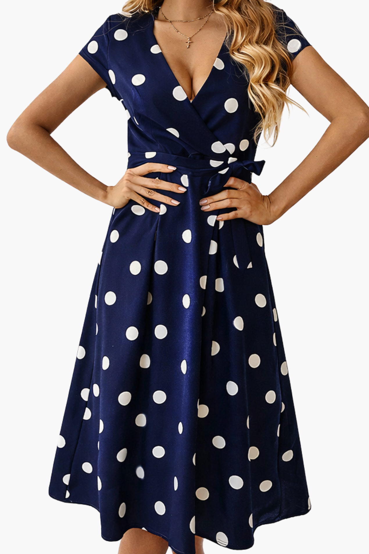 Polka Dot Midi Dress Women – Fluid Silhouette & Classic Print, Summer Garden Party Elegant