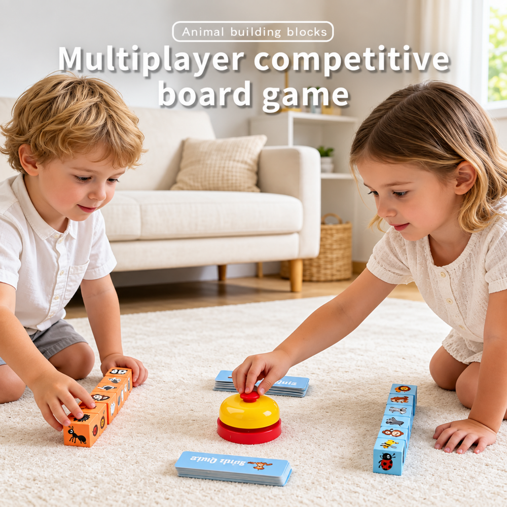 Animal Ranking Battle Wooden Building Blocks Game