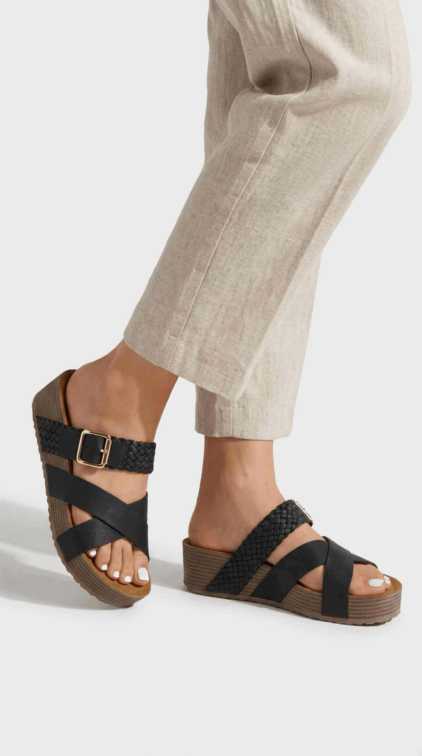 Braided Cross-Strap Platform Sandals Women – Open Toe & Cushioned Sole, Boho Patio Summer Canada