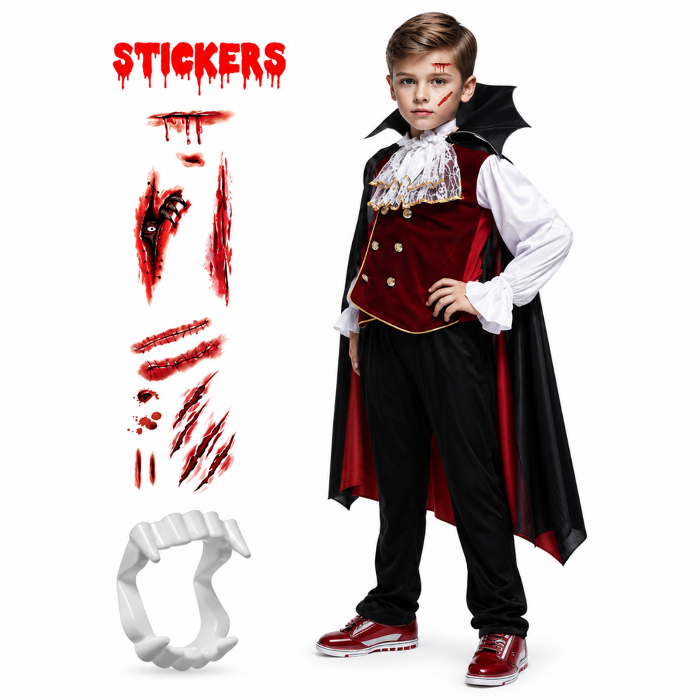 Boys Vampire Costume Set with Cane & Fangs