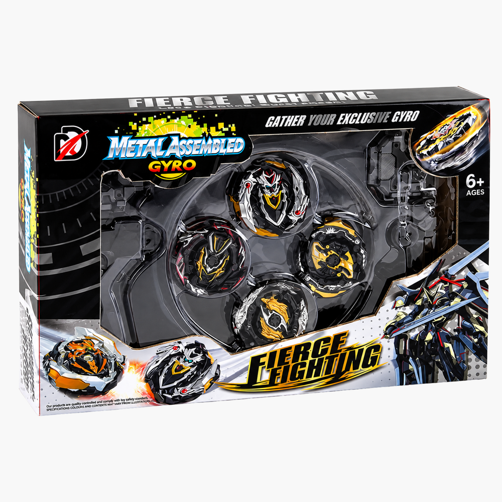 Battle Spinning Top Gyro Set with Launcher & Arena - 4 Metal Tops for Kids