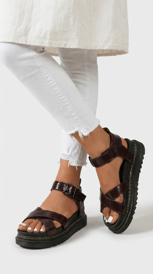 Cross-Strap Platform Sandals Women – Open Toe & Cushioned Sole, Patio Season Summer Comfort