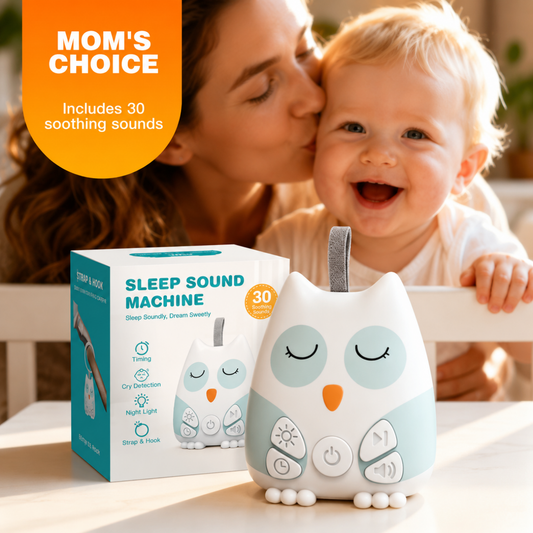 Portable baby white noise machine with 30 sounds, cry sensor and night light