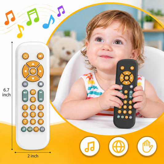 White pretend remote control toy for babies, front view