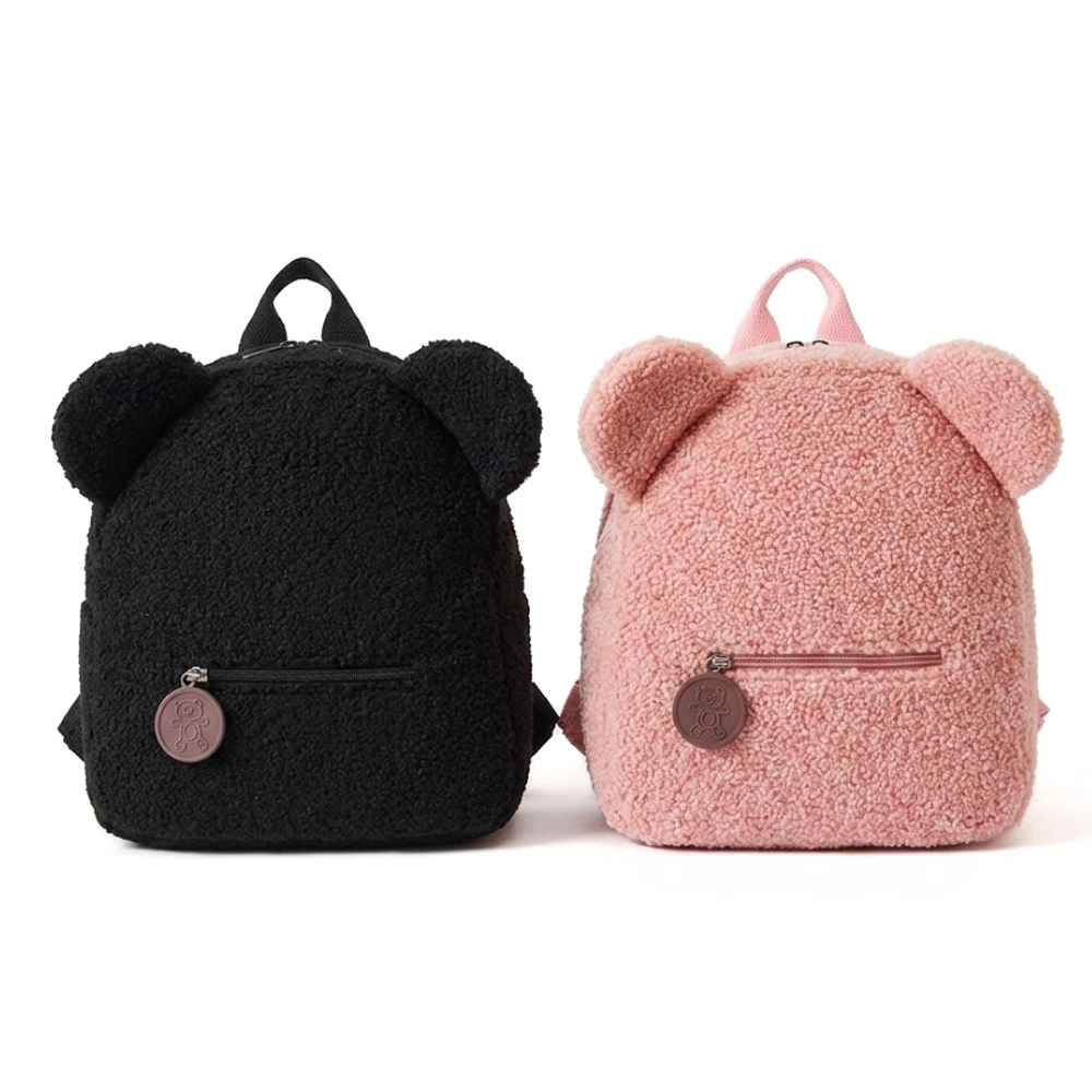 Teddy bear kids plush backpack hero shot
