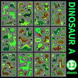 Glow-in-the-Dark Dinosaur Temporary Tattoos - 12 Sheets thumbnail 1