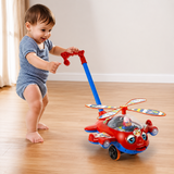 Push-Along Aeroplane Toddler Walker Toy with Bell & Spinning Propeller thumbnail 1