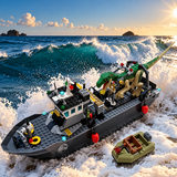 Dinosaur Capture Boat Building Block Set - 332pc with 4 Figures thumbnail 1